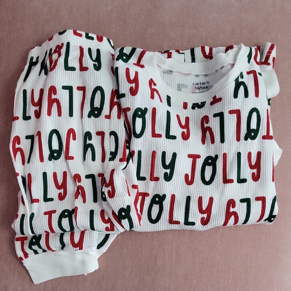 Carter's Christmas Festive Jolly Print Pajama Set Size 14 NWOT